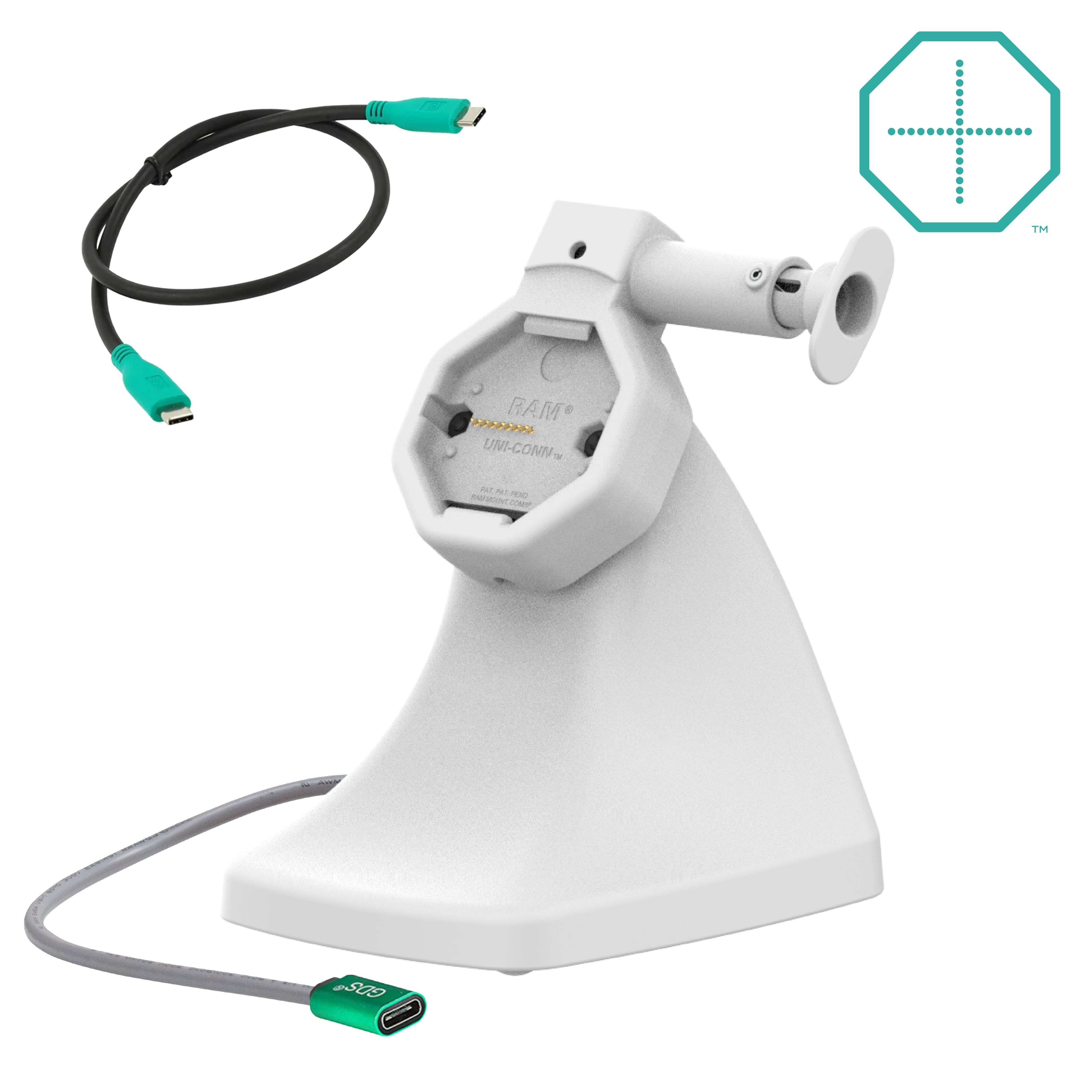 GDS® Uni-Conn™ Powered Kiosk Dock with Release Button & USB-C - Gray