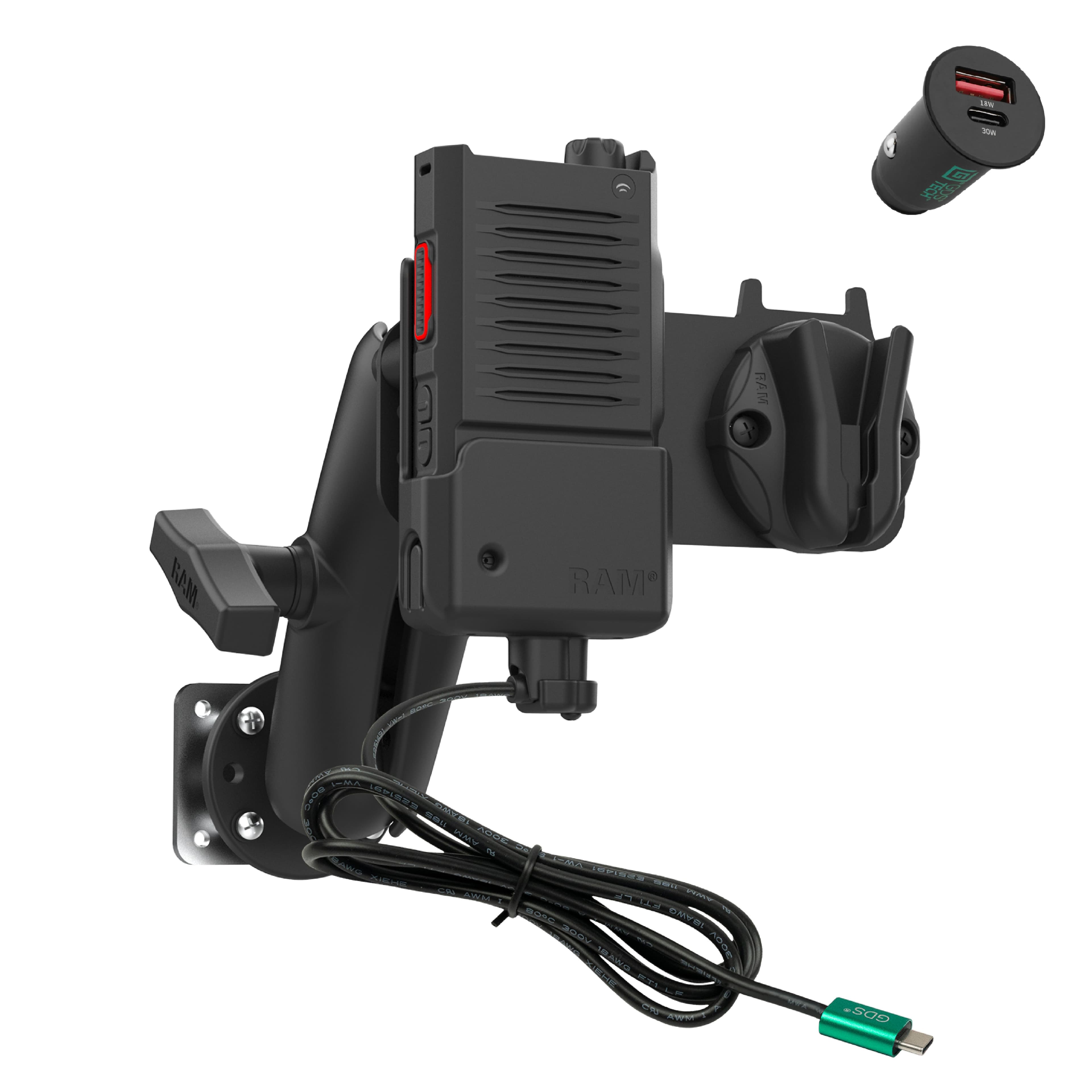 RAM® Push-to-Talk Kit for Siyata SD7 with Cigarette Charger