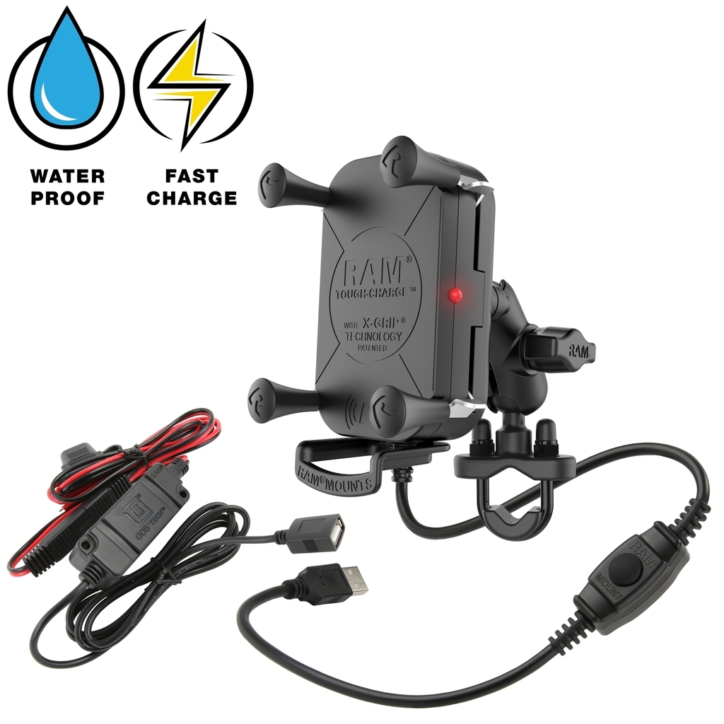 RAM® Tough-Charge™ Waterproof Wireless Charging Motorcycle Mount